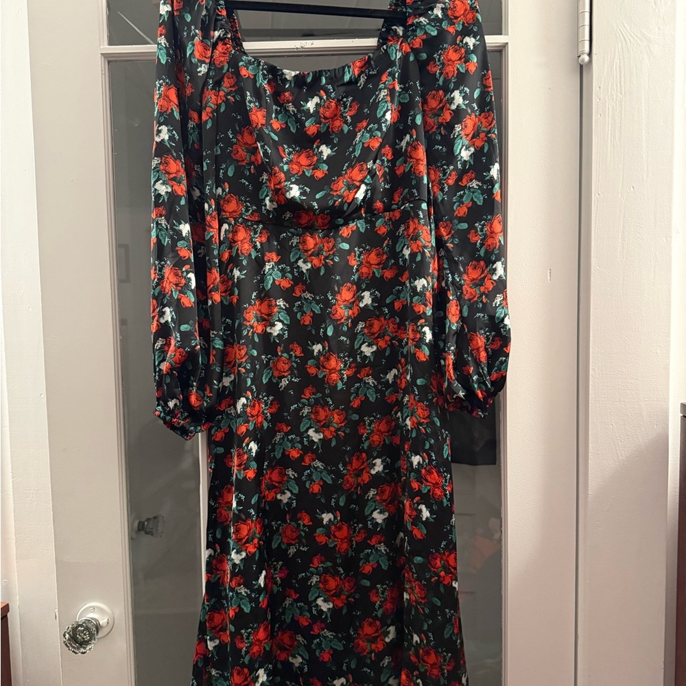 Francesca's Collections Red and Orange Long Sleeve Sundress